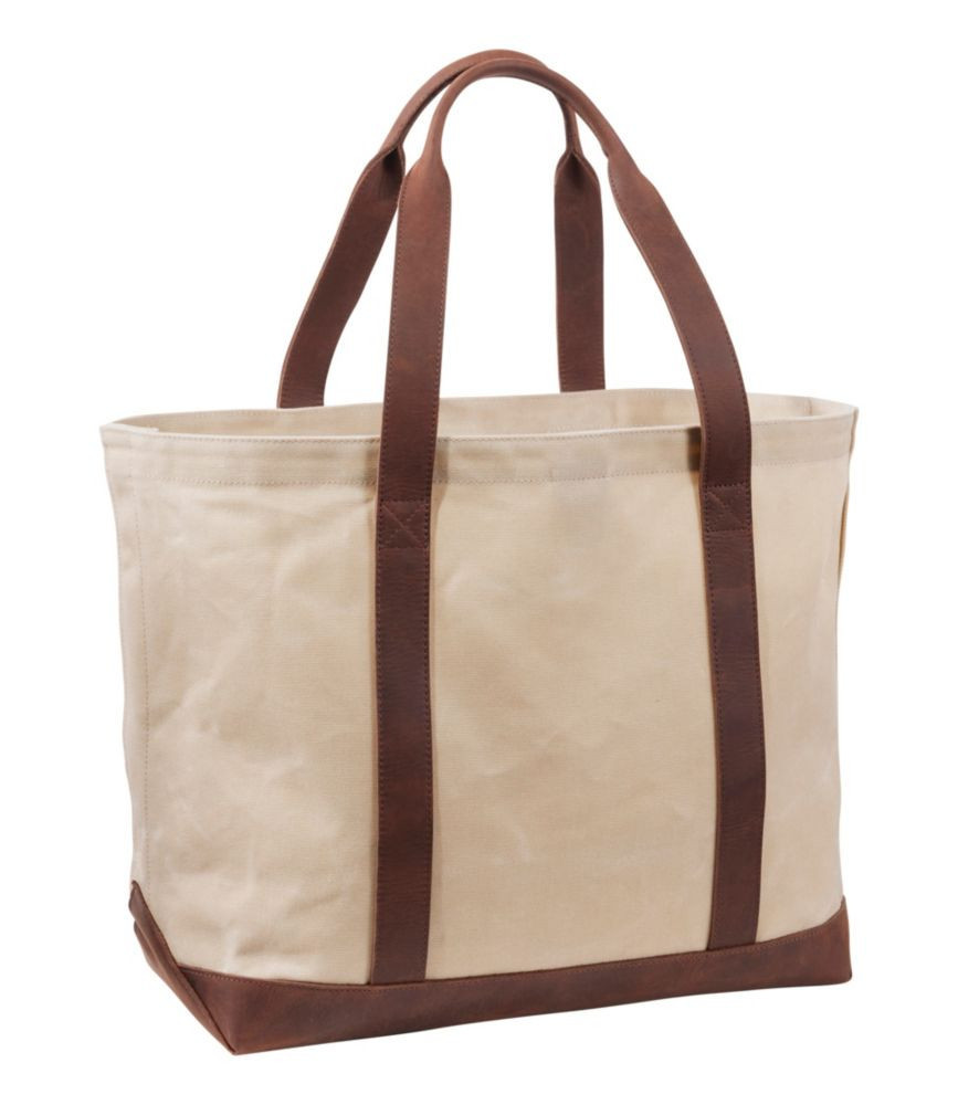 Leather-Trim Waxed Canvas Tote Brown Leather, Canvas/Leather L.L.Bean | L.L. Bean