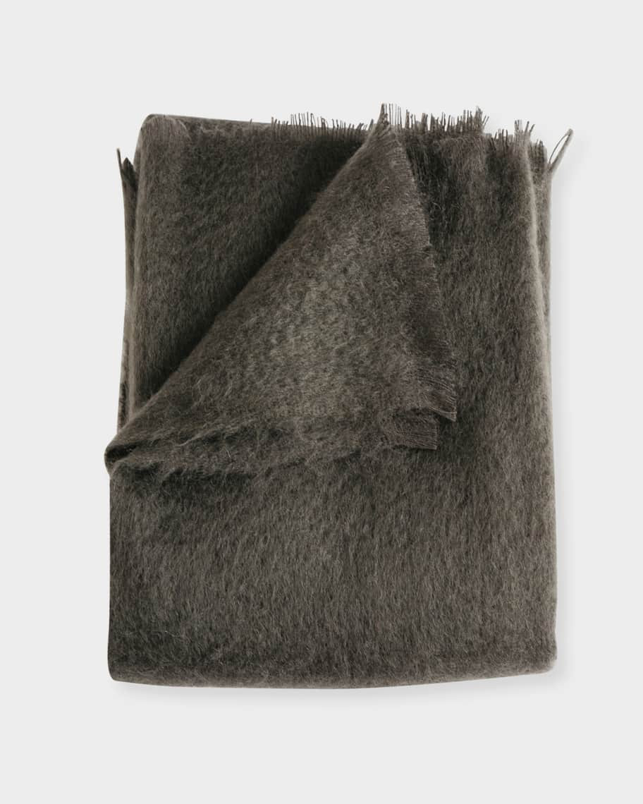 Evangeline Linens Mohair Throw, Bark | Neiman Marcus