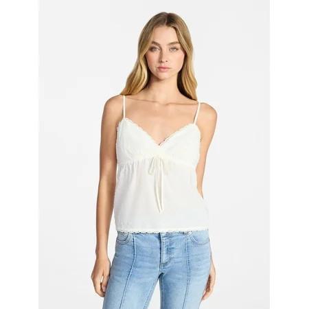 No Boundaries Cotton Babydoll Cami with Crochet Trim, Women’s XXS-XXL | Walmart (US)