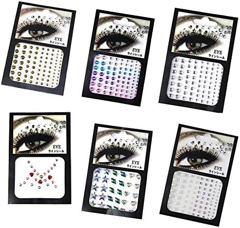 Amazon.com : CheeseandU 6Pcs 3D Eyes Body Face Jewelry Acrylic Rhinestone Stickers Glitter Flash ... | Amazon (US)