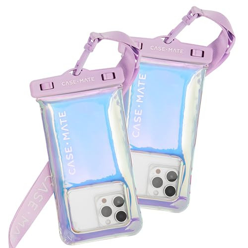 Case-Mate 2 Pack Soap Bubble IP68 Waterproof Phone Pouch - Floating Waterproof Phone Case w/Crossbody Lanyard - Compatible w/All Devices, Touchscreen Friendly - Iridescent | Amazon (US)