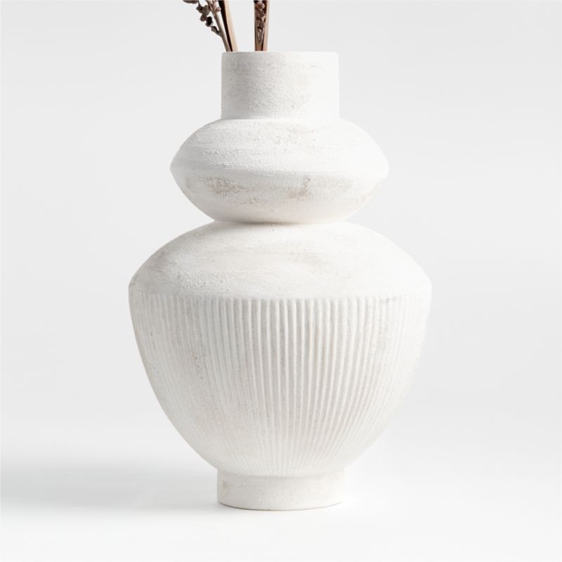 Les Crêtes White Textured Vase 18" by Athena Calderone | Crate & Barrel | Crate & Barrel