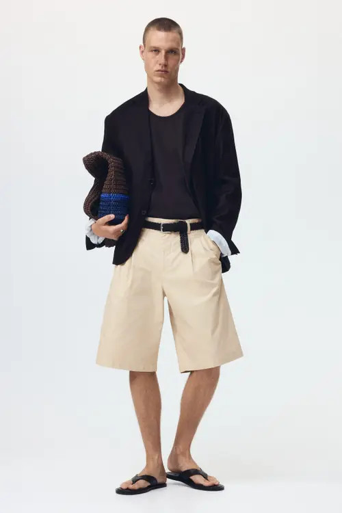 H&M Loose Fit Bermuda Shorts in Light Beige at Nordstrom, Size 32 | Nordstrom