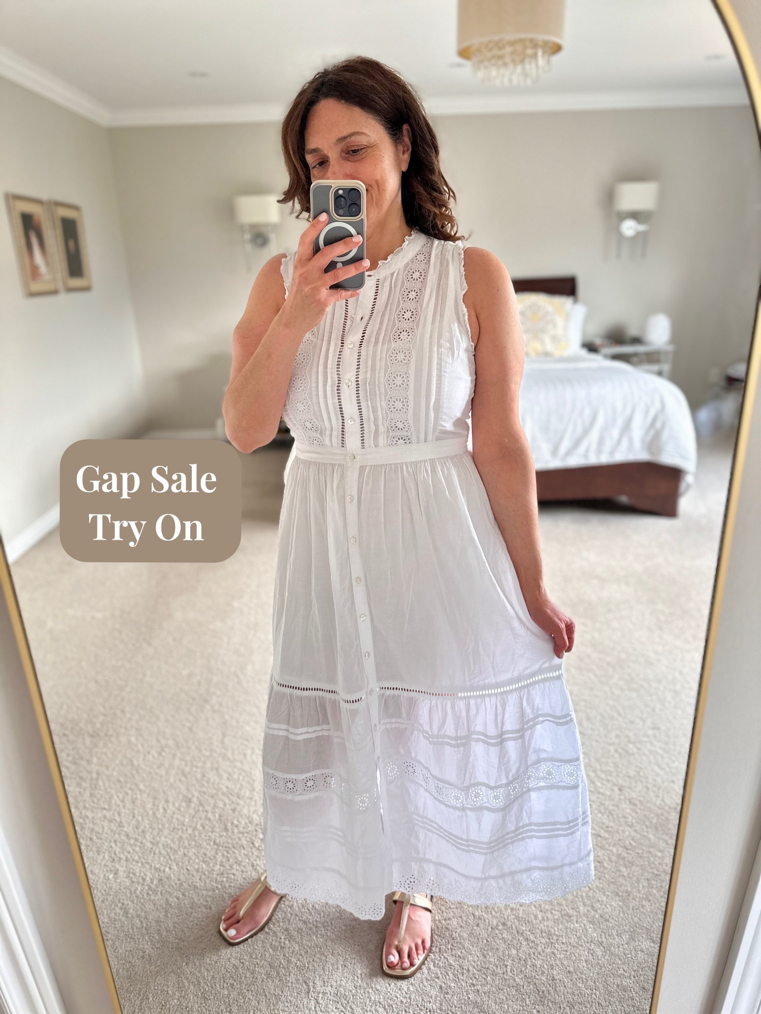 Finally added this beautiful white dress from Gap to my summer wardrobe. Wearing a M. Runs a tad snug on the bust. Paired it with my go to sandals of the summer from @DSW

#LTKsummer #LTKdresses #LTKcanada