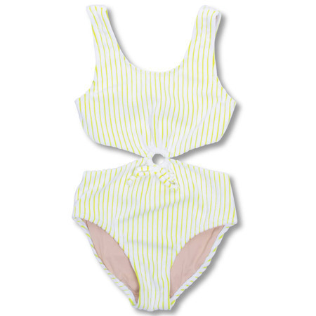 Lemon Stripe Terry Girls Monokini One Piece Swimsuit 7-14 | Shade Critters