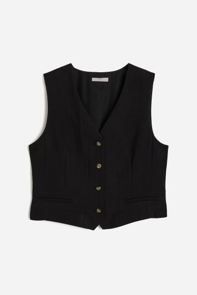 Tailored Suit Vest - V-neck - Sleeveless - Black - Ladies | H&M US | H&M (US + CA)