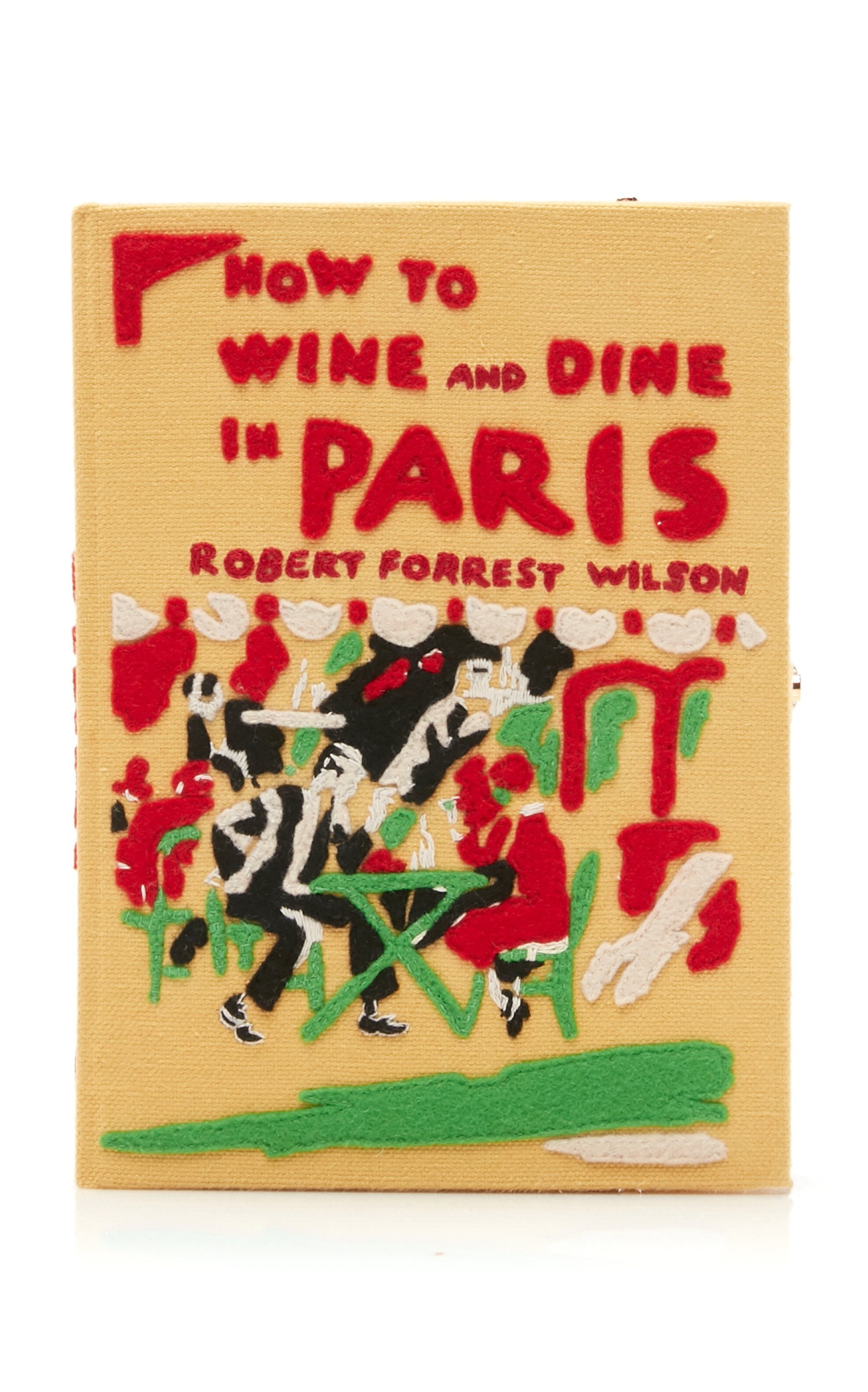 Olympia Le-Tan How To Wine And Dine In Paris Embroidered Canvas Clutch | Moda Operandi Global