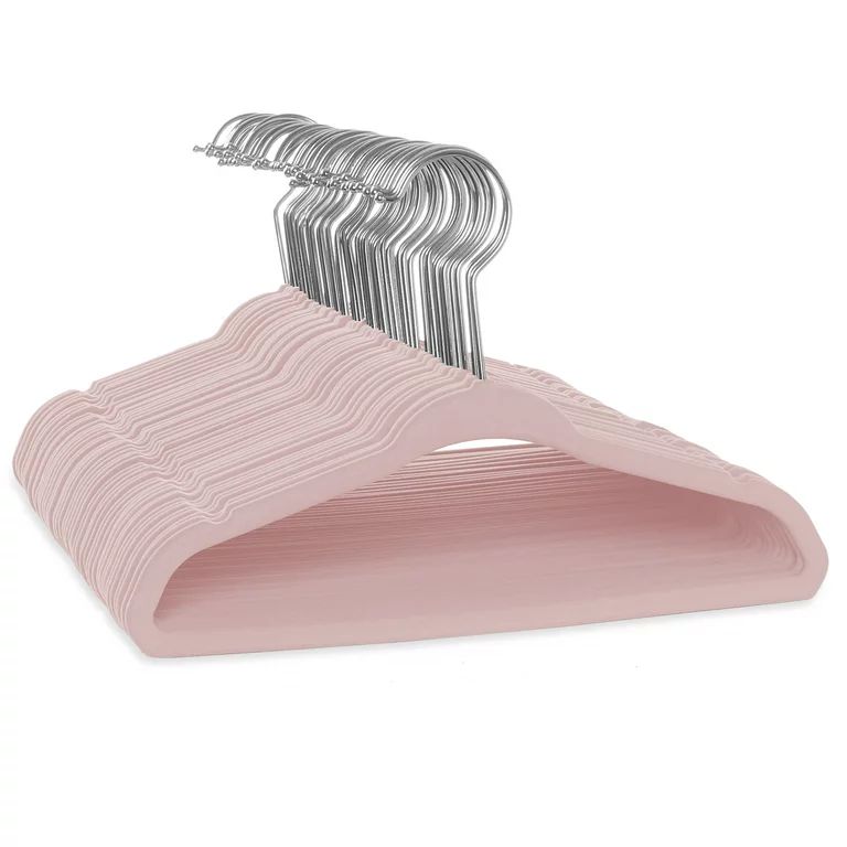 Casafield 50 Velvet Baby Hangers - 11" Size for Infant & Toddler Clothes - Light Pink | Walmart (US)