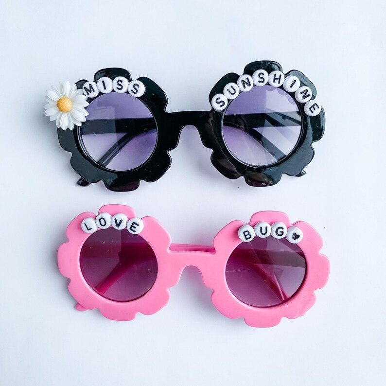 NEW Personalized Sunglasses/ Custom Word Sunglasses/ Flower Embellishment Sunglasses/ Dearly Made... | Etsy (US)