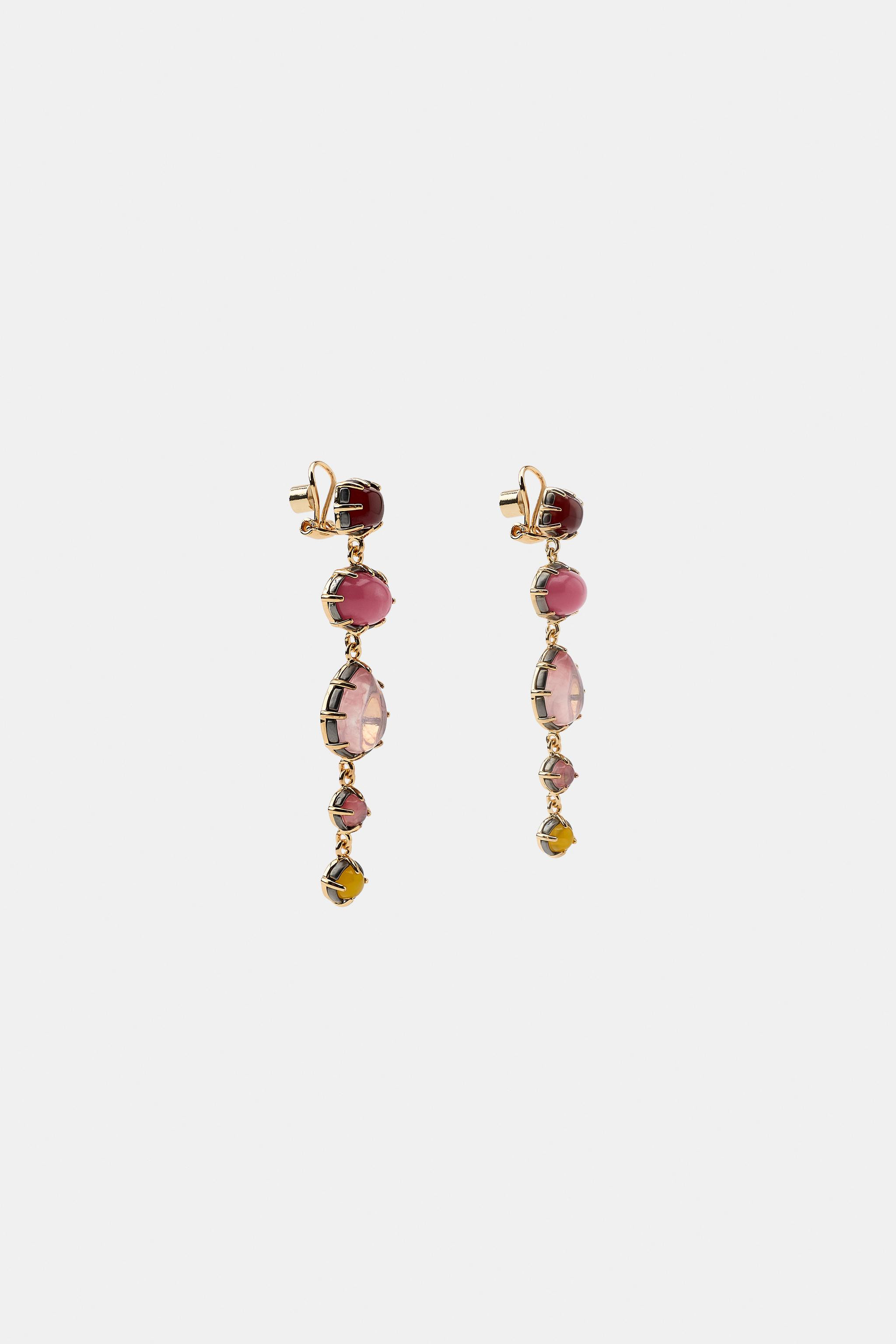 RESIN AND JEWEL PIECE EARRINGS | Zara US
