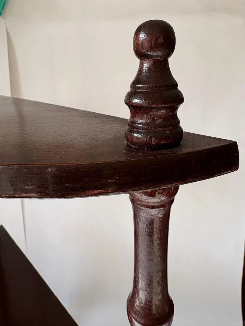 Vintage Corner Shelf with Turned Wood Columns – 3 Tier Display Shelf – 1950s/60s Style | Etsy (US)