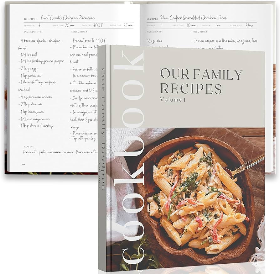 Recipe Book To Write In Your Own Recipes - Large Blank DIY Personalized Family Cookbook Journal, ... | Amazon (US)