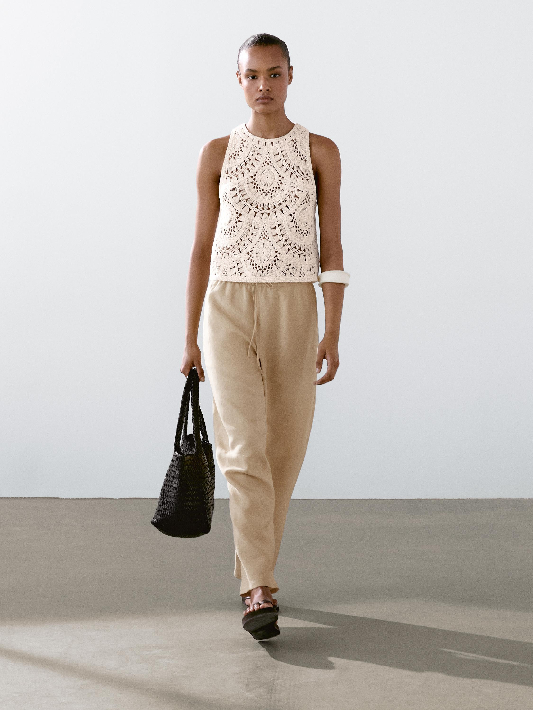 Crochet knit top | Massimo Dutti US
