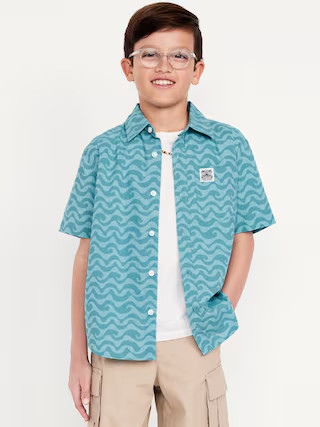 Printed Short-Sleeve Poplin Pocket Shirt for Boys | Old Navy (US)
