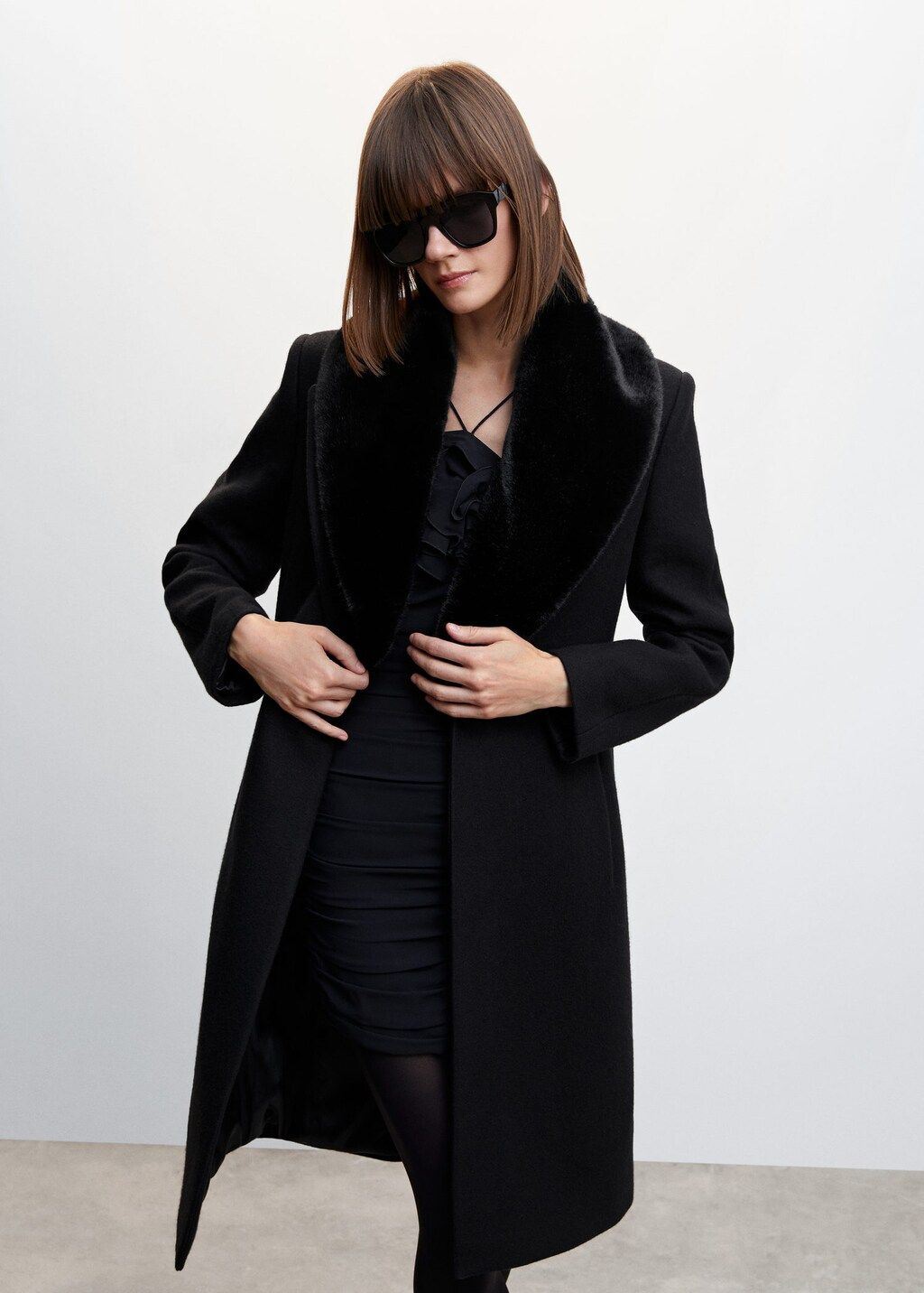 Detachable faux fur wool coat -  Women | Mango USA | MANGO (US)