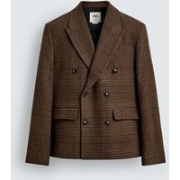 Zara - Plaid Boxy Fit Suit Blazer - Men - Brown - Men | Zara US