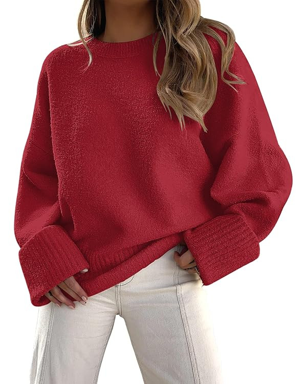 LILLUSORY Women's Oversized Sweaters Fuzzy Chunky Warm Pullover Sweater | Amazon (US)
