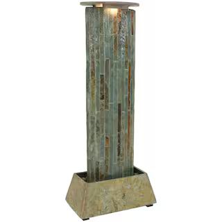 Sunnydaze Decor 49 in. Natural Slate Floor Water Fountain Tower-GSI-281 - The Home Depot | The Home Depot