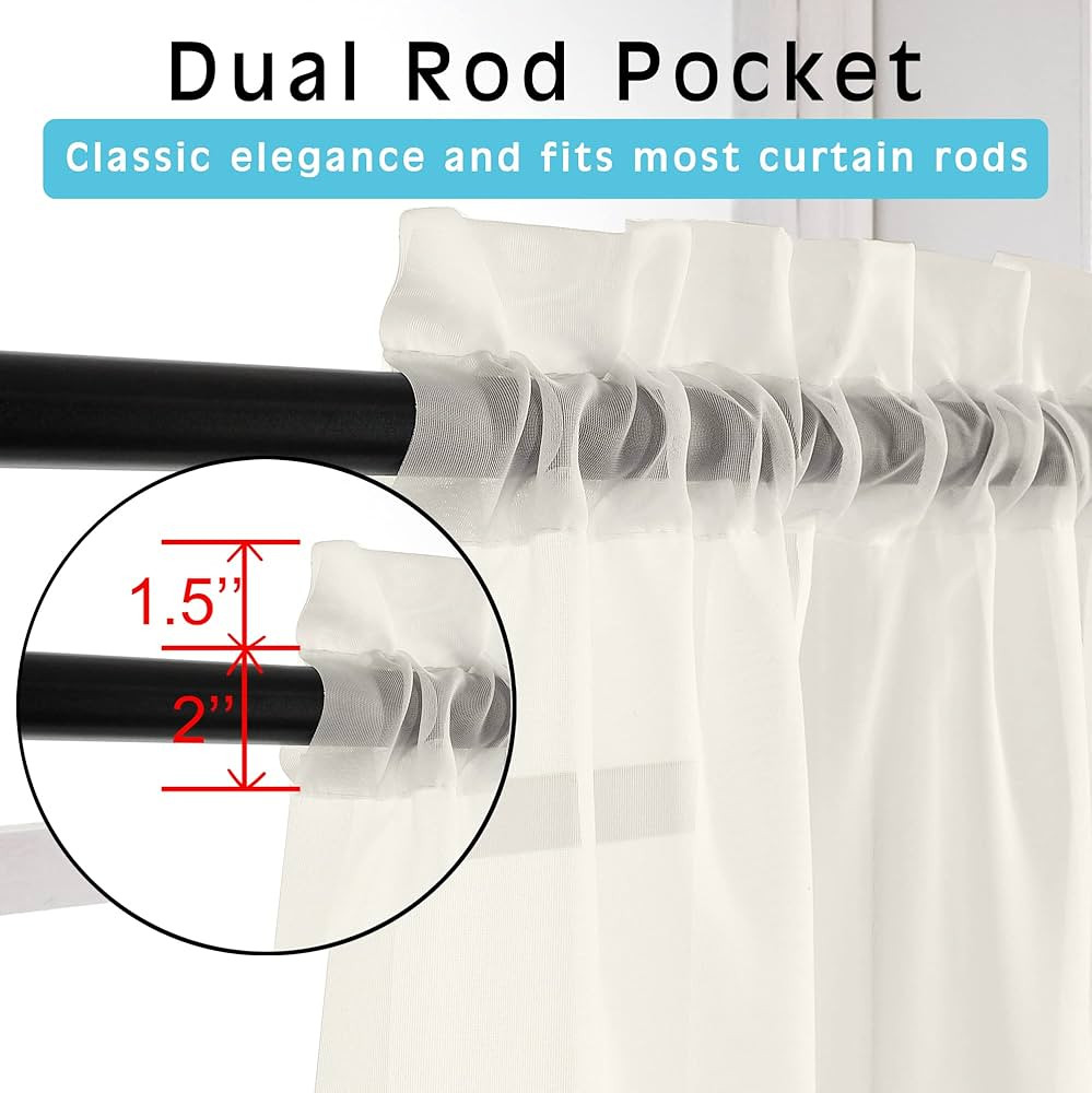 OWENIE Short Sheer Curtains 36 Inches 2 Panels Set - Kitchen Tiers Valances Curtains Light Filter... | Amazon (US)