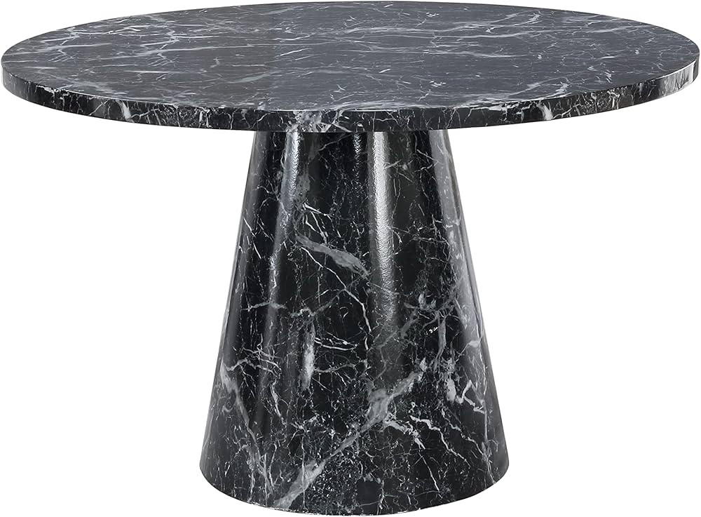 Best Master Furniture Shayla Mid Century Modern Laminated Faux Marble Round Dining Table, Black | Amazon (US)