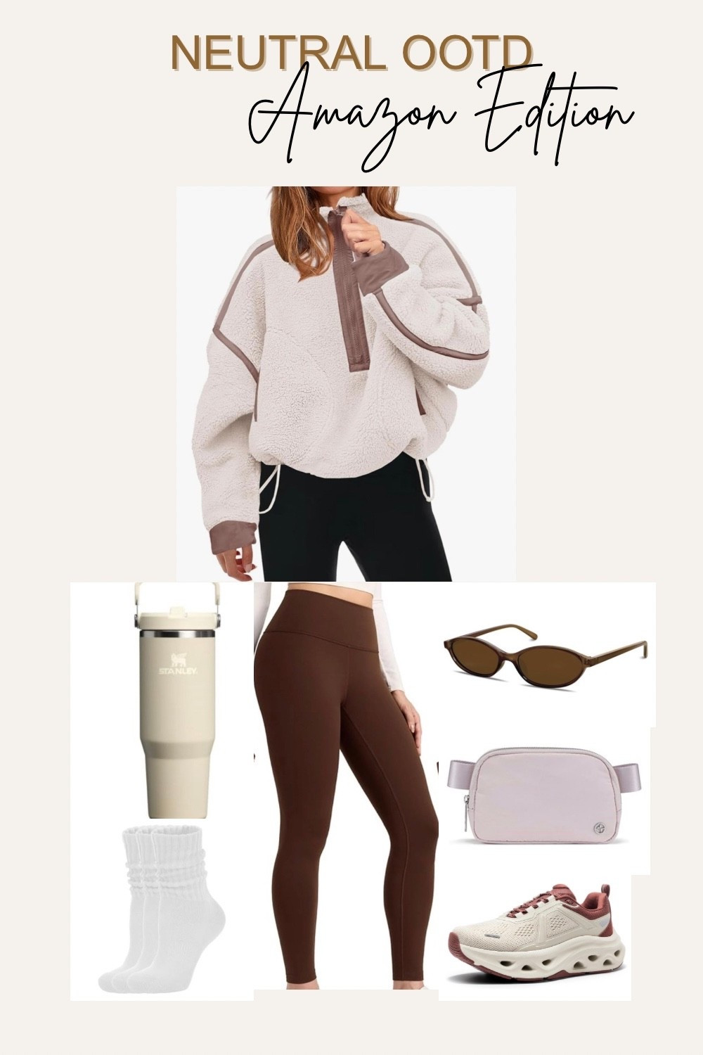 Neutral OOTD 🤍
Cozy sherpa, soft leggings, and everyday Amazon finds I reach for constantly.
Effortless, comfortable, and easy to style for real life. #amazonfinds #neutraloutfit 

#LTKootd #LTKActive #LTKFindsUnder50
