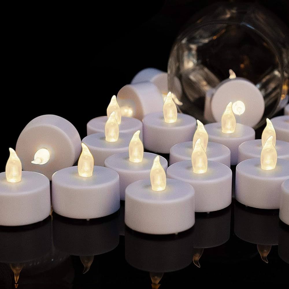 Boakboary Tea Lights Flameless Battery Operated Candles-LED Flickering Votive Candle Long Lasting... | Amazon (US)