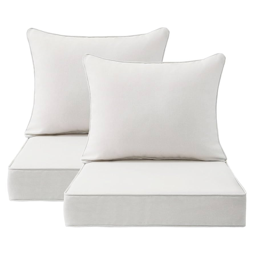 Outdoor Patio Chair Cushions Set, 24" x 24", Set of 2, Water-Repellent, Fade Resistant, Deep Seat... | Amazon (US)