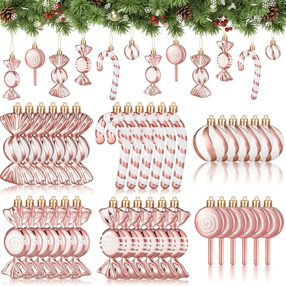 Liliful Christmas Candy Ornament Set 30 Pcs Plastic Peppermint Candy Cane Christmas Decorations C... | Amazon (US)