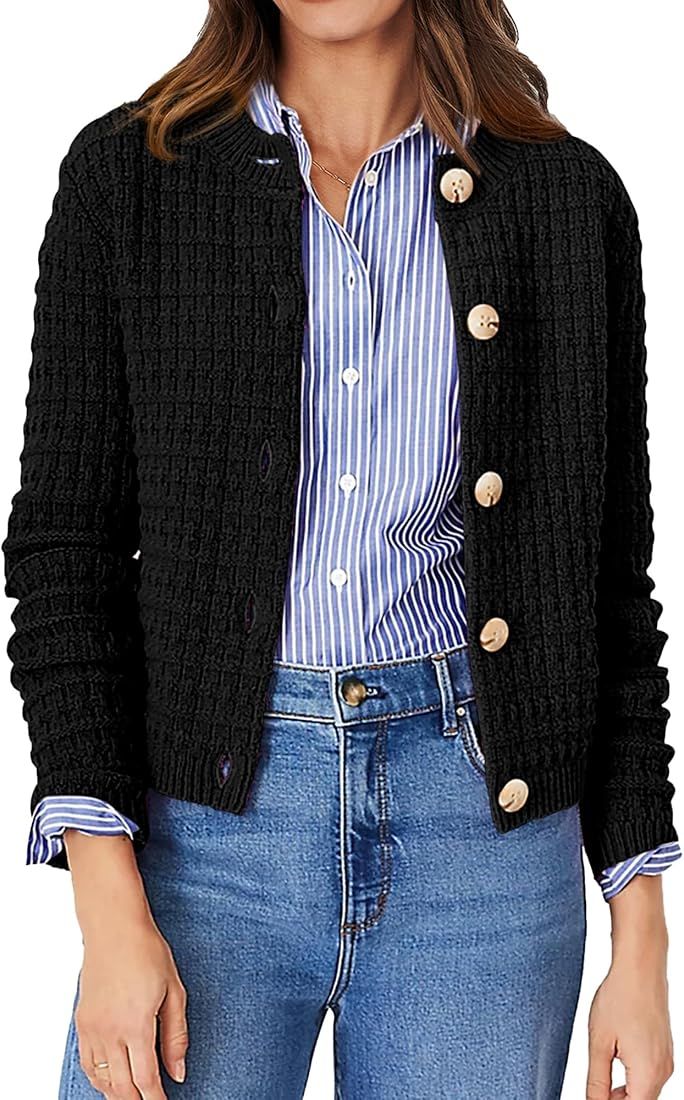 PRETTYGARDEN Women's Knit Cardigan Sweaters Casual Long Sleeve Open Front Button Down Trendy Jack... | Amazon (US)