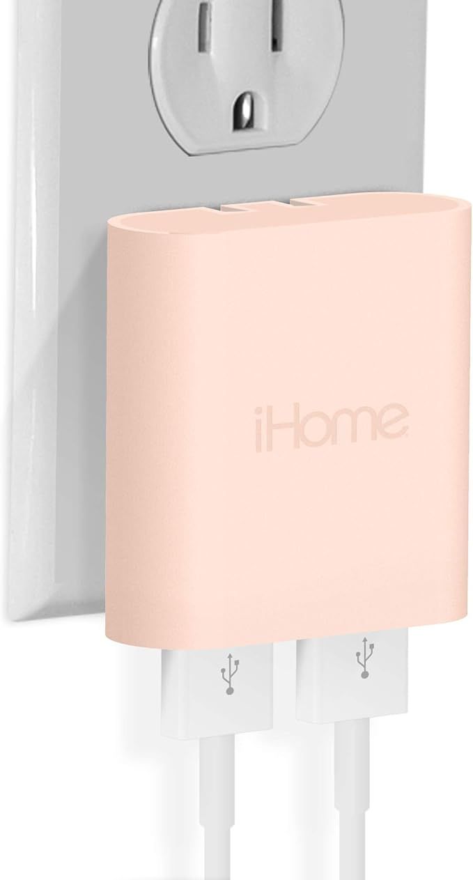iHome AC Pro 3.4 Amp 2-Port USB Wall Charger, Flat Foldable Plug for iPhone 12/12 Pro/12 Pro Max/... | Amazon (US)