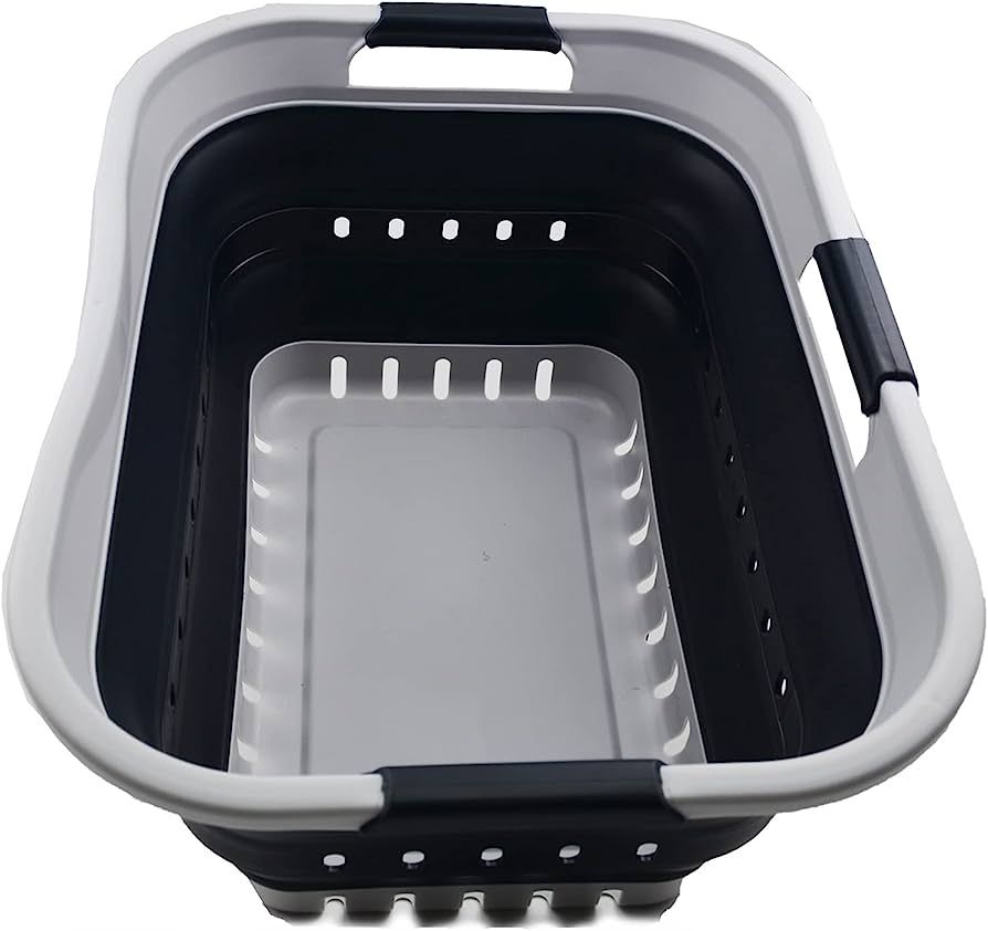 SAMMART 30L (8 gallon) Collapsible 3 Handled Plastic Laundry Basket - Foldable Pop Up Storage Con... | Amazon (US)