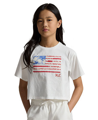 Girls' 7-16 Floral Flag Crewneck Jersey Boxy T-Shirt | Macy's