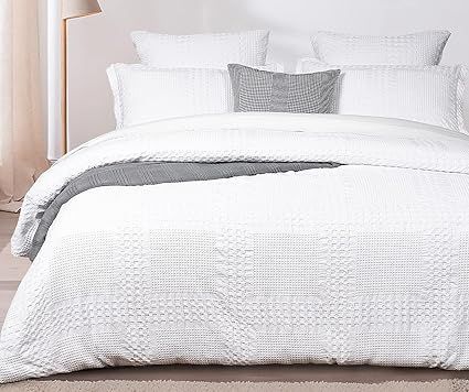 PHF 100% Cotton Waffle Duvet Cover Set Queen Size, 3pcs Pre-Washed Soft Comforter Cover Set for A... | Amazon (US)