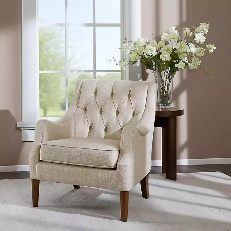 Elle Tufted Cream Accent Chair | Kirkland's Home
