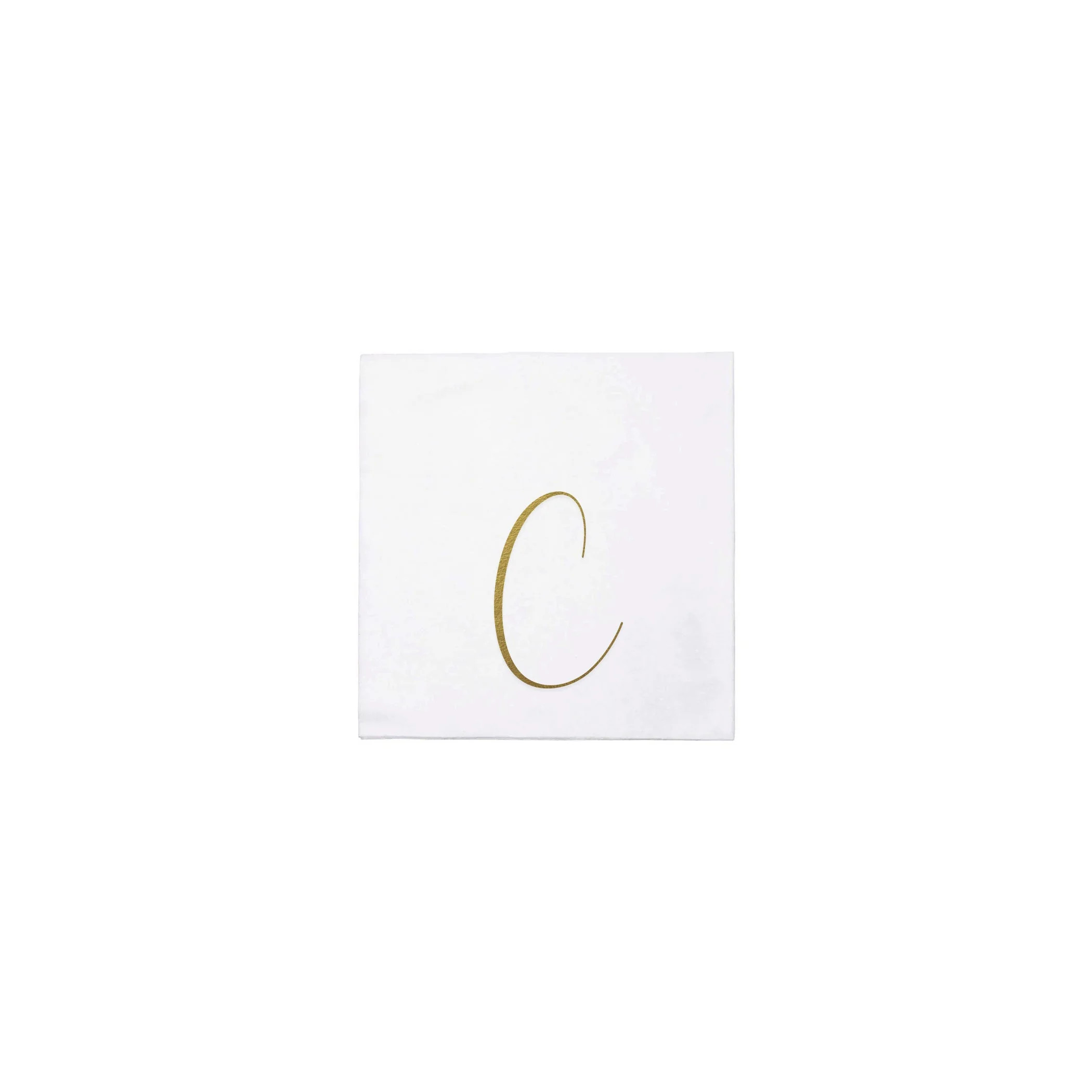 Papersoft Napkins Gold Monogram Cocktail Napkins - C (Pack of 20) | VIETRI
