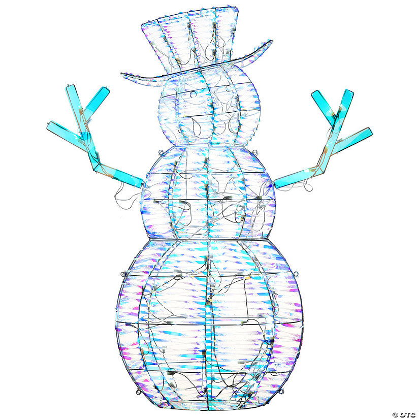 National Tree Company 48" Pre Lit Iridescent Snowman Decoration, Cool White LED Lights, Plug In, ... | Oriental Trading Company