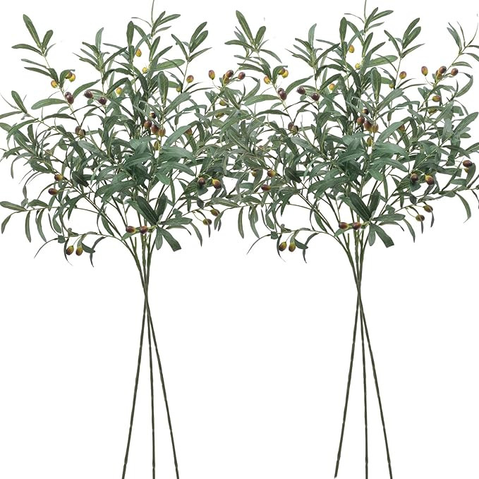 SHACOS 6 PCS Fake Olive Branches for Vases 39" Tall Long Greenery Stems Faux Olive Tree Branches ... | Amazon (US)