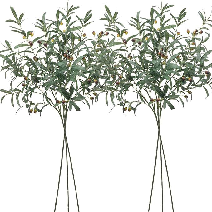 SHACOS 6 PCS Large Artificial Olive Branches for Vases Fake Olive Leaf Stems with Olives 39" Tall... | Amazon (US)