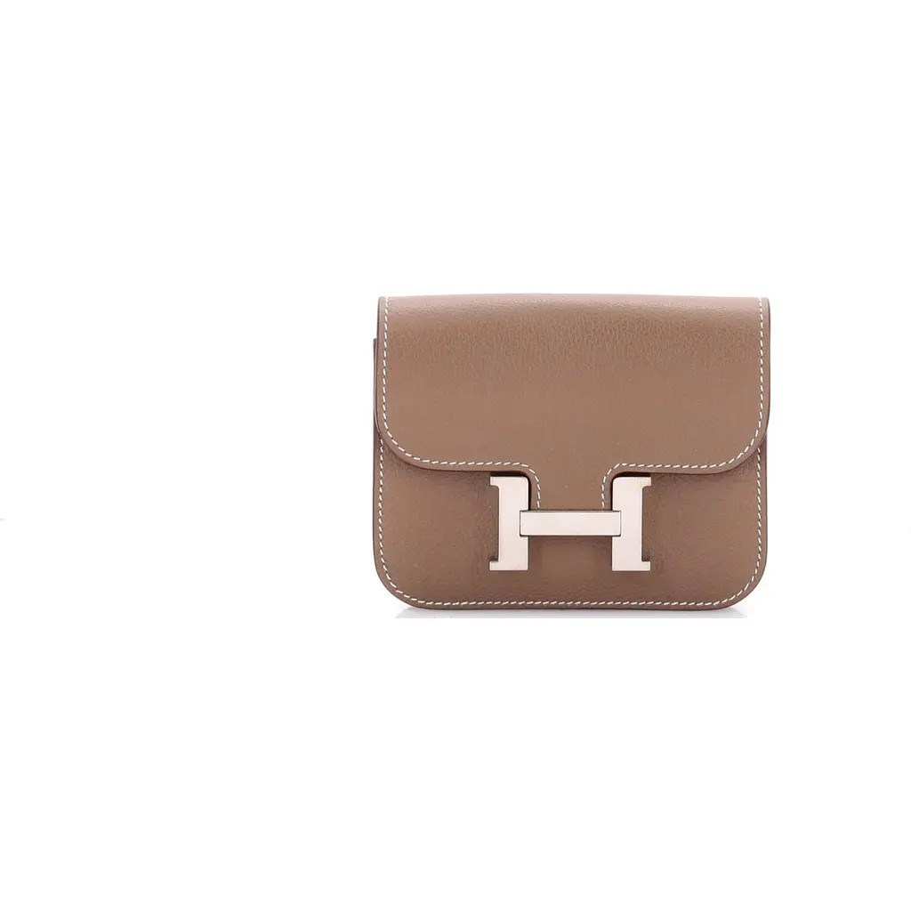 Pre-Owned Hermes Constance Slim Wallet Evercolor in Etoupe at Nordstrom | Nordstrom