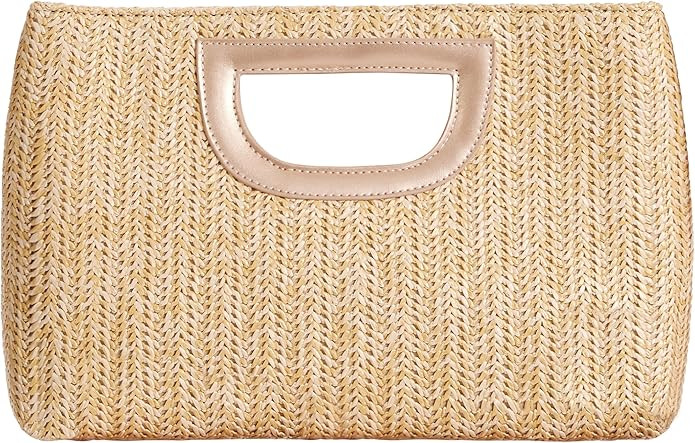 Straw Clutch Purse for Women Formal Evening Bag Faux Raffia Clutch for Wedding Prom Dinner | Amazon (US)