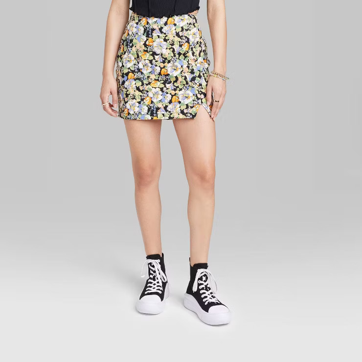 Women's Notch Front Seamed Denim Mini Skirt - Wild Fable™ | Target