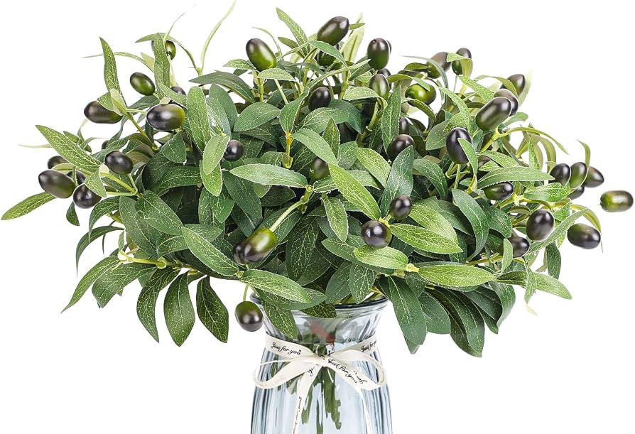 30pcs 10\u201d Faux Olive Leaves Fake Olive Branches for Small Vase     Artificial Plants Olive S... | Amazon (US)