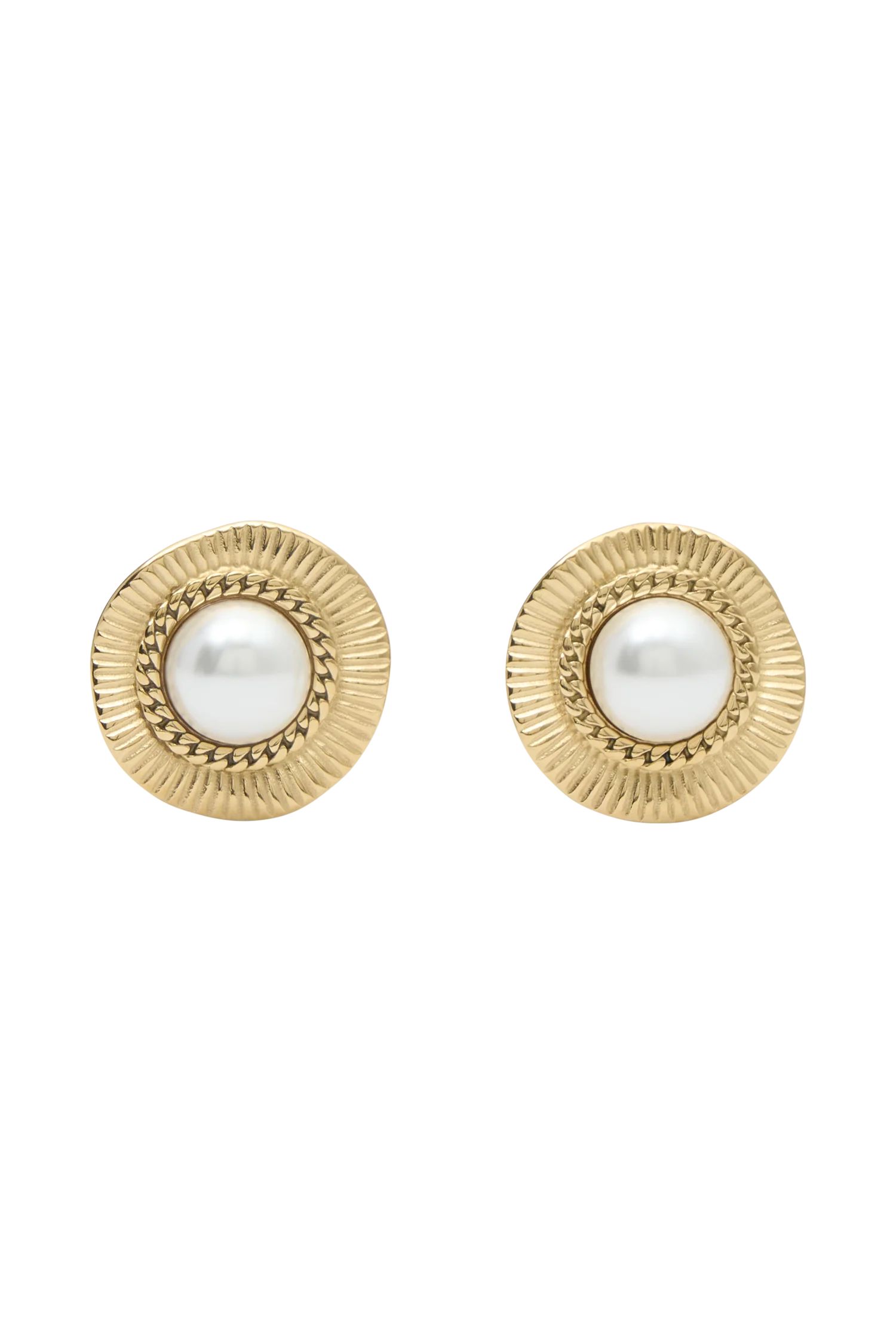 Zita Circle Pearl Earrings - Gold | MESHKI US