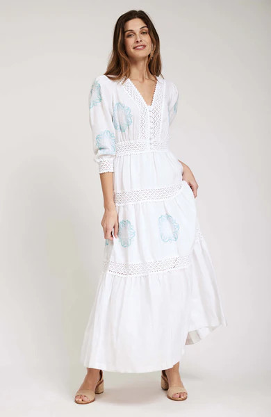 CELIA EMBROIDERED MAXI DRESS - WHITE | tyler boe