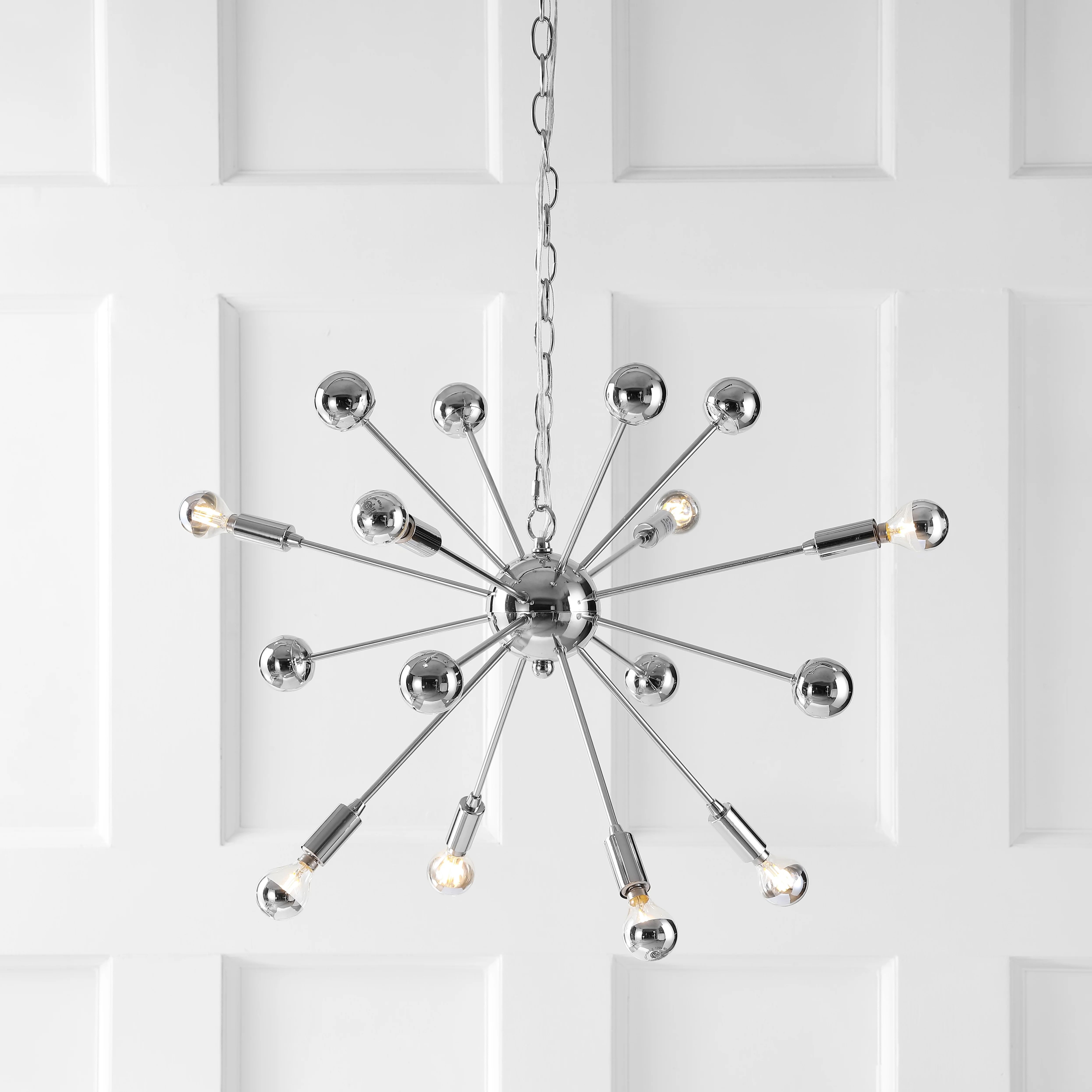 Glenn 8-Light 22.5" Metal Sputnik-Style LED Chandelier, Chrome - Walmart.com | Walmart (US)