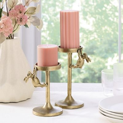 Cast Metal Rabbit Candleholder, Set of Two | Grandin Road | Grandin Road