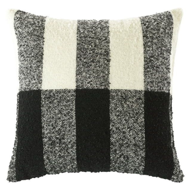 Mainstays 18"x18" Black and White Plaid Decorative Throw Pillow | Walmart (US)