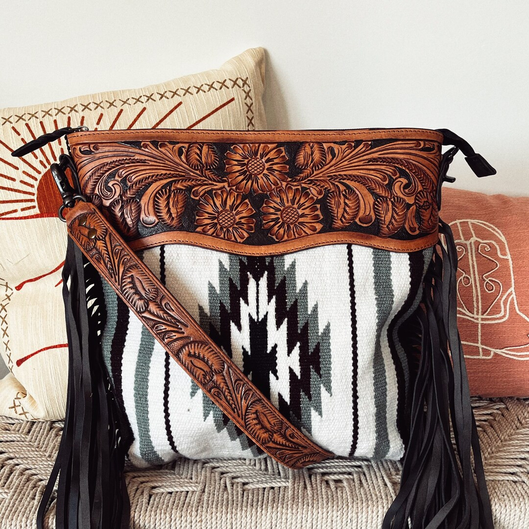 Western Hand Tooled Leather Purse, Concealed Carry Purse, Cowhide Purse, Saddle Blanket Bag, Genu... | Etsy (US)