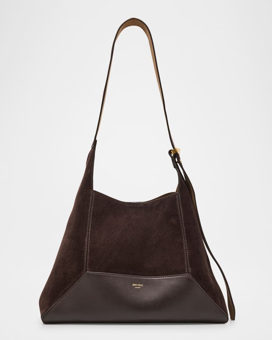 Medium Diamond Brown Suede & Leather Hobo Bag | Neiman Marcus