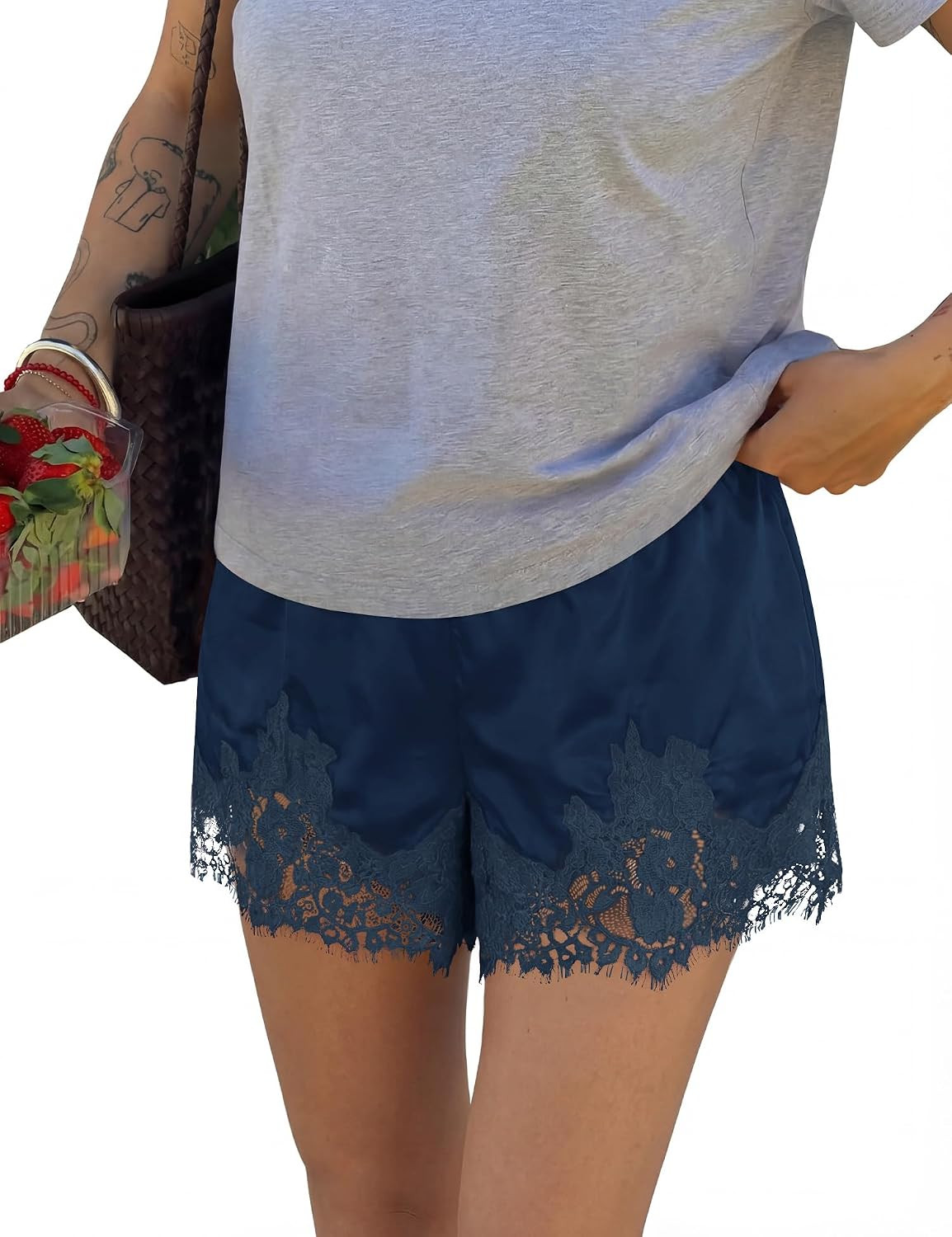 LOMON Women Satin Silk Lace Shorts Y2k Mini Shorts Coquette Bottoms | Amazon (US)